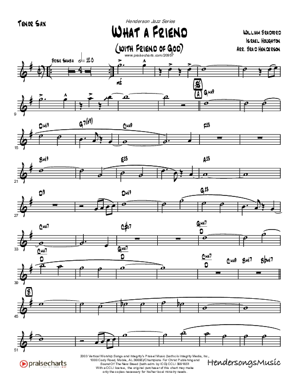 Friend Of God (with Friend Of God) Tenor Sax 2 (Brad Henderson)