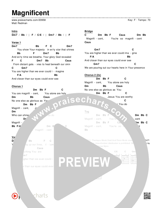 Magnificent Chords & Lyrics (Matt Redman)