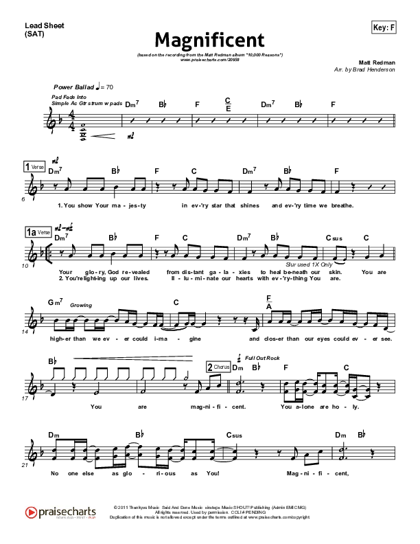 Magnificent Lead (SAT) (Matt Redman)