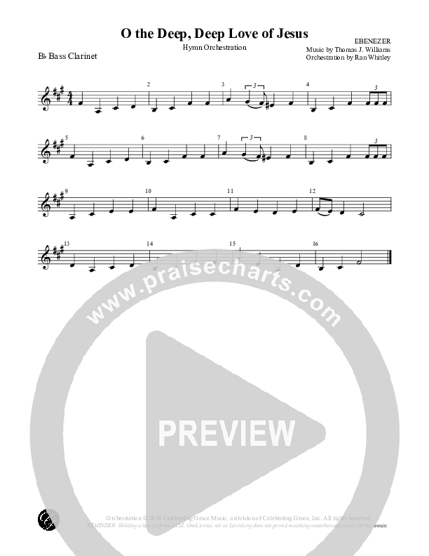 O the Deep Deep Love of Jesus Bass Clarinet (Celebrating Grace)