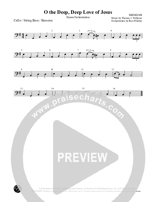 O the Deep Deep Love of Jesus Cello/Bass (Celebrating Grace)