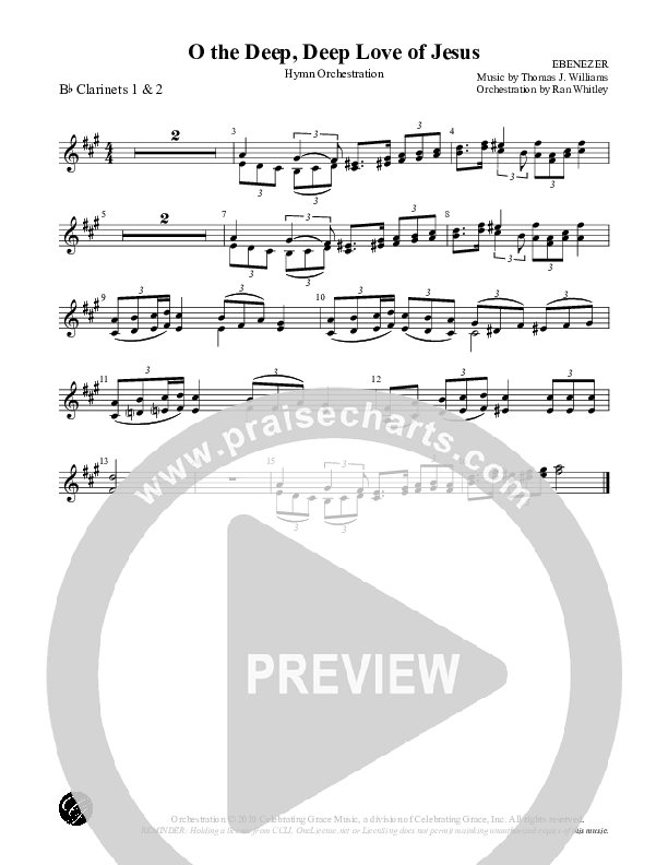 O the Deep Deep Love of Jesus Clarinet 1/2 (Celebrating Grace)