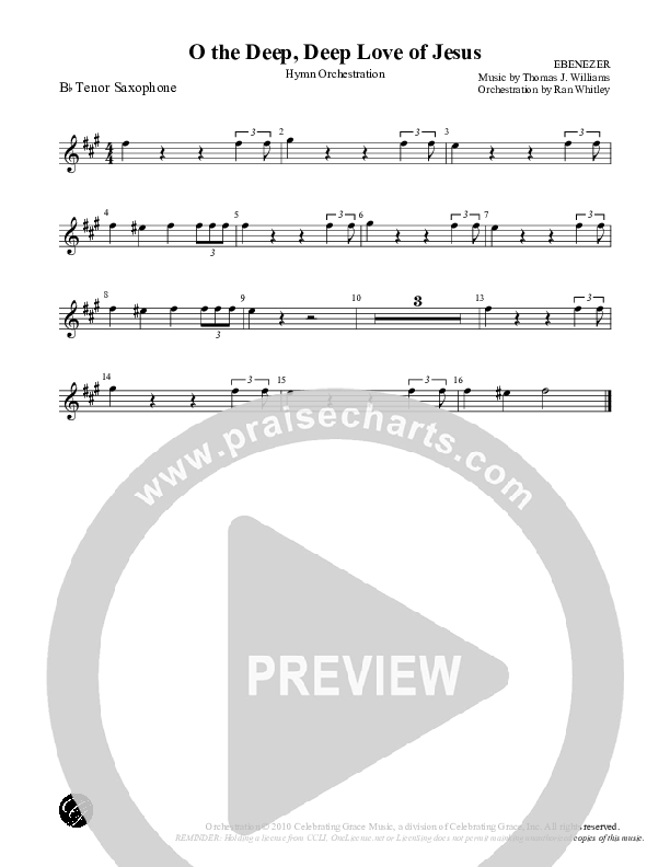 O the Deep Deep Love of Jesus Tenor Sax 2 (Celebrating Grace)