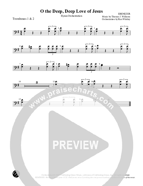 O the Deep Deep Love of Jesus Trombone 1/2 (Celebrating Grace)