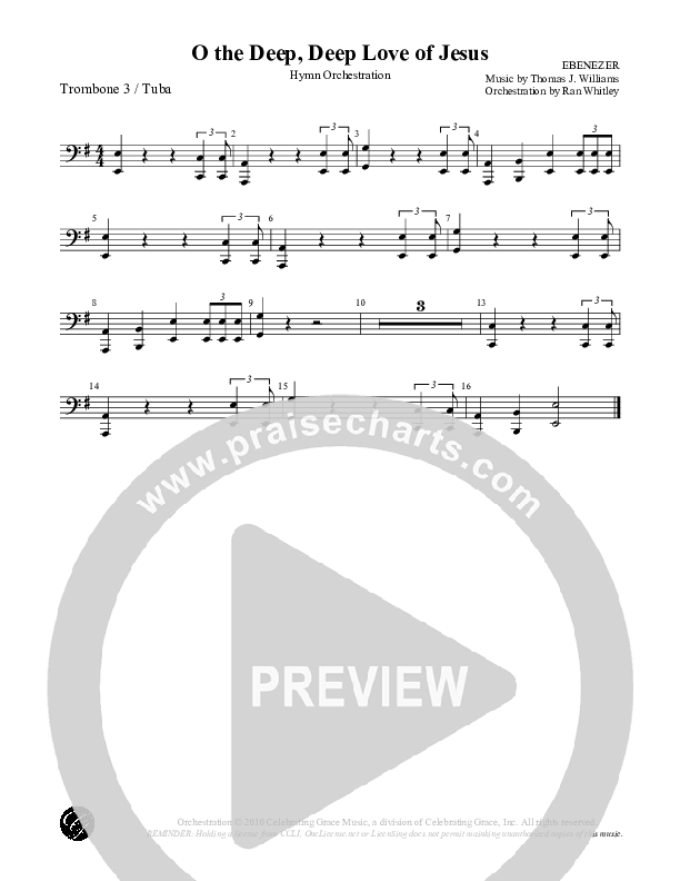 O the Deep Deep Love of Jesus Trombone 3/Tuba (Celebrating Grace)