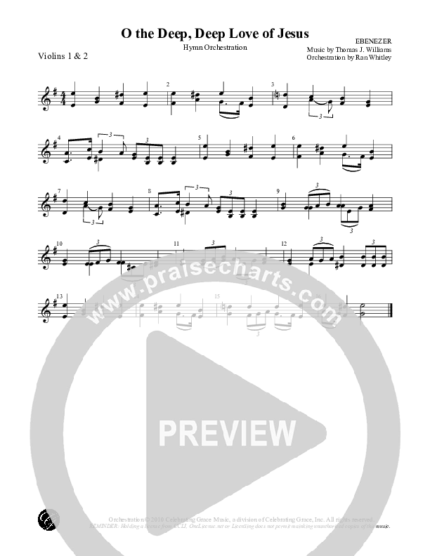 O the Deep Deep Love of Jesus Violin 1/2 (Celebrating Grace)