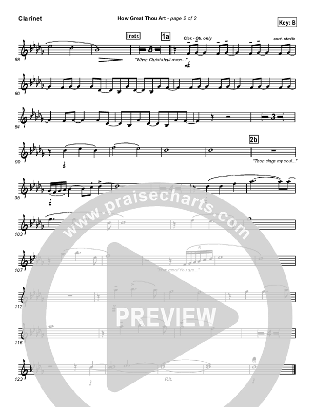 How Great Thou Art Clarinet (Newsong)