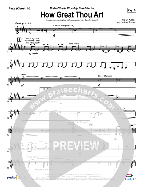 How Great Thou Art Flute/Oboe Sheet Music PDF (Newsong) PraiseCharts