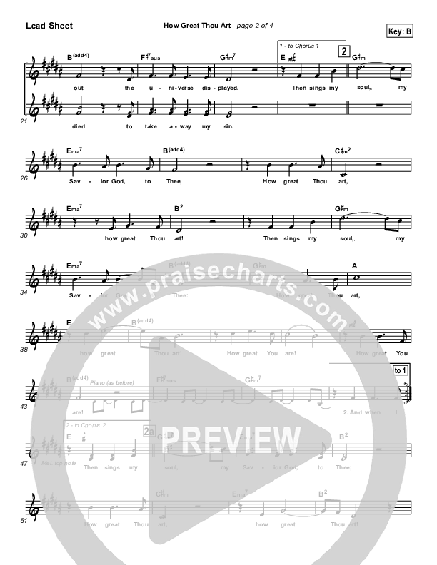 How Great Thou Art Lead Sheet (Newsong)