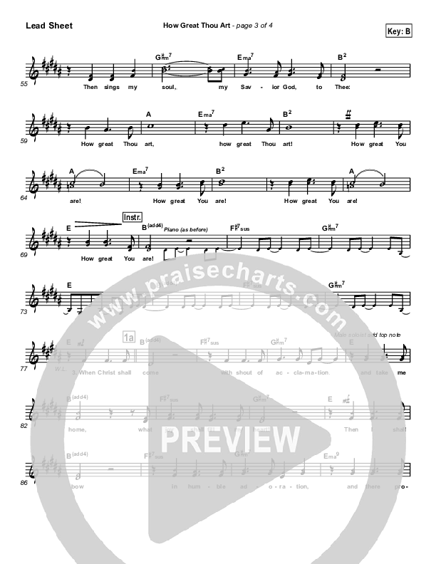 How Great Thou Art Lead Sheet (SAT) (Newsong)