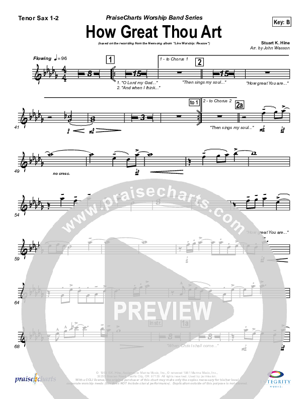 How Great Thou Art Tenor Sax 1/2 (Newsong)
