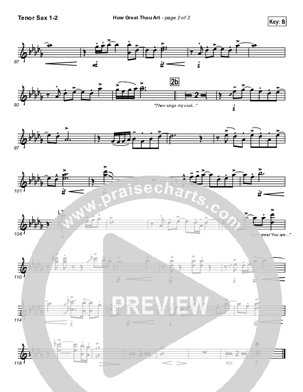 How Great Thou Art Tenor Sax 1/2 (Newsong)