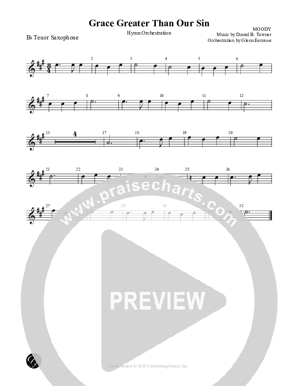 Grace Greater Than Our Sin Tenor Sax 2 (Celebrating Grace)