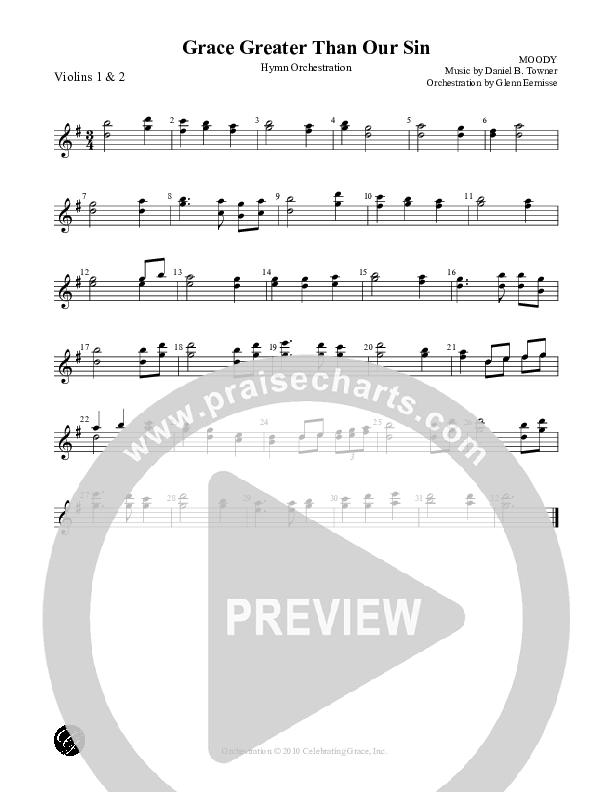 Grace Greater Than Our Sin Violin 1/2 (Celebrating Grace)