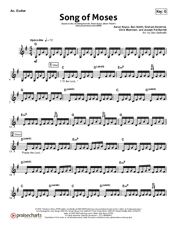 Song Of Moses Acoustic Guitar (Aaron Keyes)