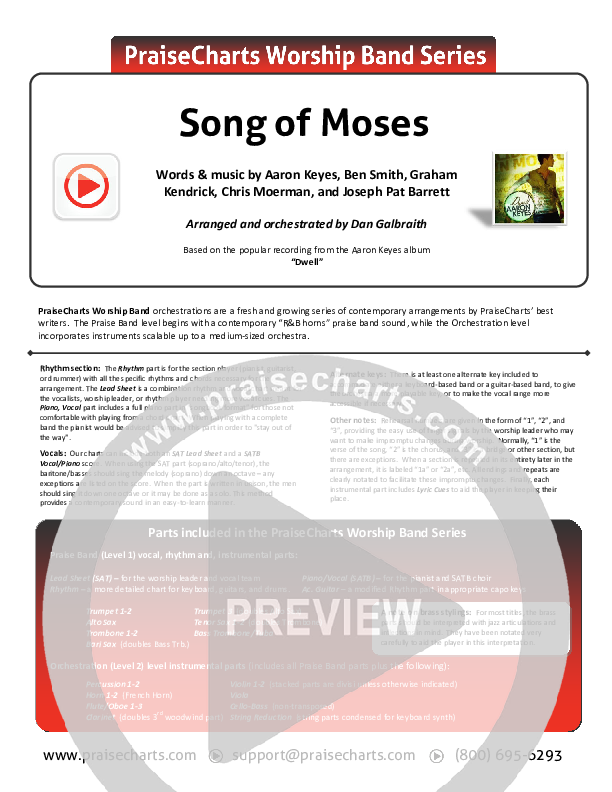 Song Of Moses Cover Sheet (Aaron Keyes)
