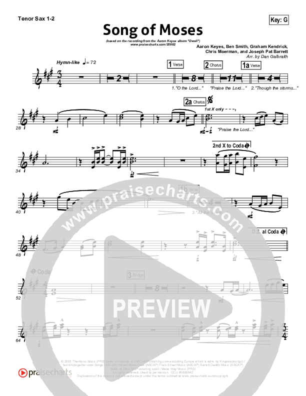 Song Of Moses Tenor Sax 1/2 (Aaron Keyes)