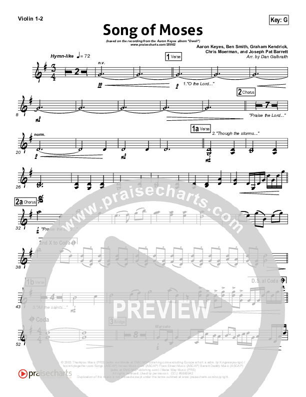 Song Of Moses Violin 1/2 (Aaron Keyes)