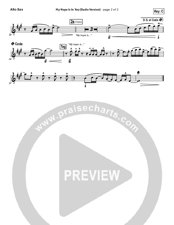 My Hope Is In You (Radio) Alto Sax (Aaron Shust)