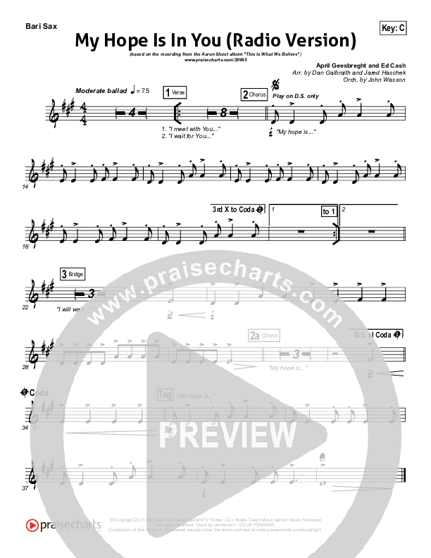 My Hope Is In You (Radio) Bari Sax (Aaron Shust)