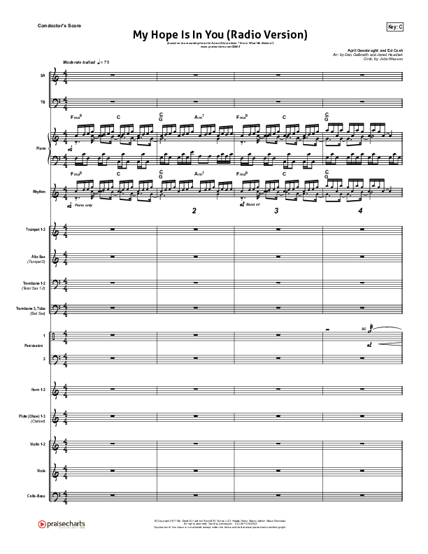 My Hope Is In You (Radio) Conductor's Score (Aaron Shust)