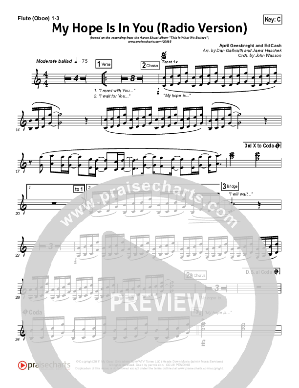My Hope Is In You (Radio) Flute/Oboe 1/2/3 (Aaron Shust)