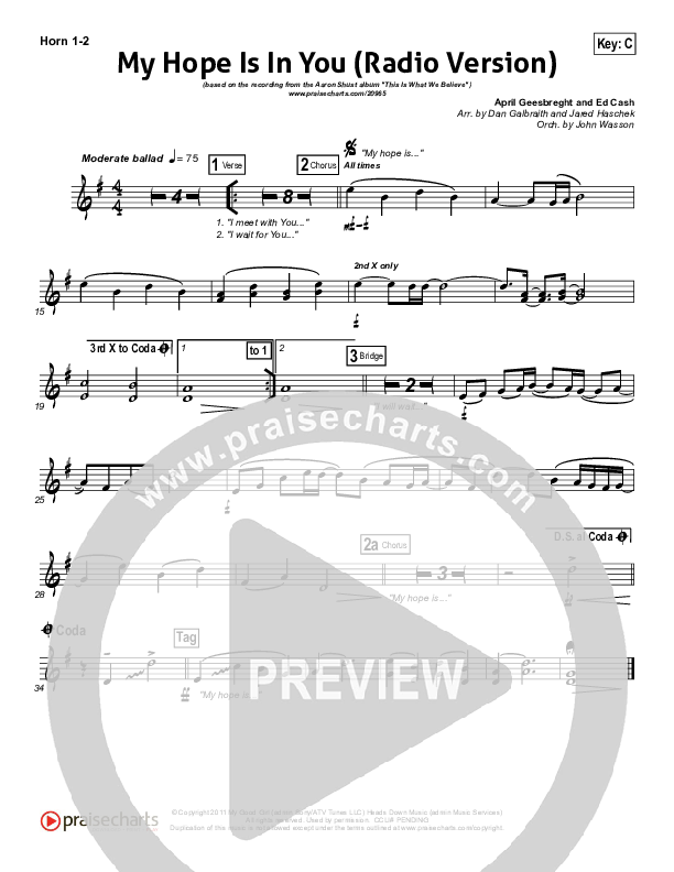 My Hope Is In You (Radio) French Horn 1/2 (Aaron Shust)