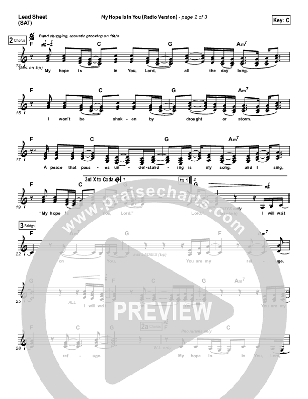 My Hope Is In You (Radio) Lead Sheet (SAT) (Aaron Shust)