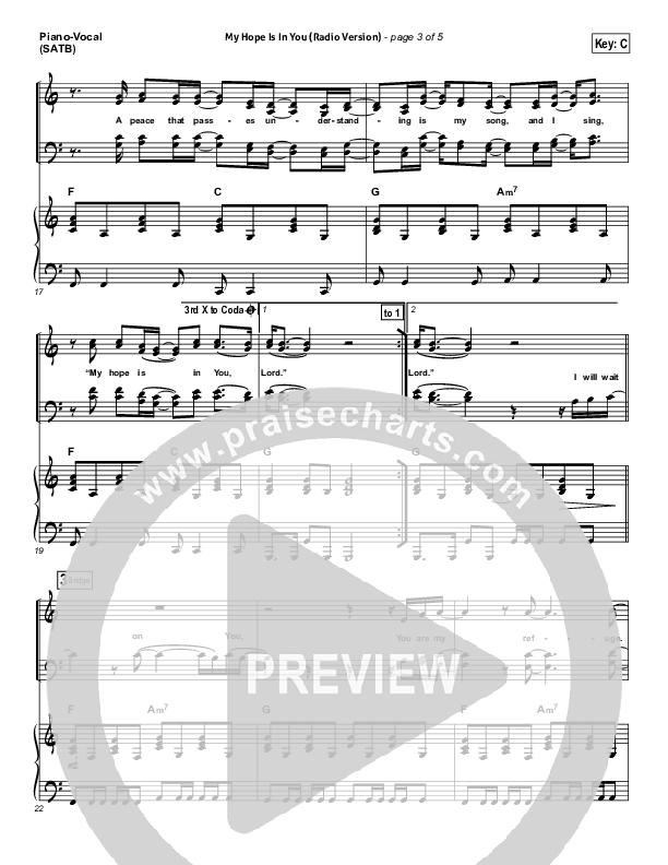 My Hope Is In You (Radio) Piano/Vocal (Aaron Shust)