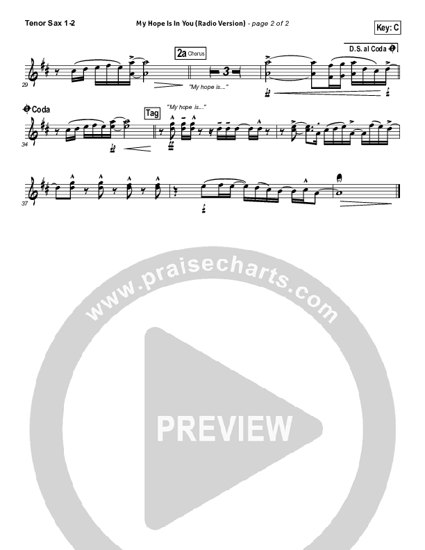 My Hope Is In You (Radio) Tenor Sax 1/2 (Aaron Shust)