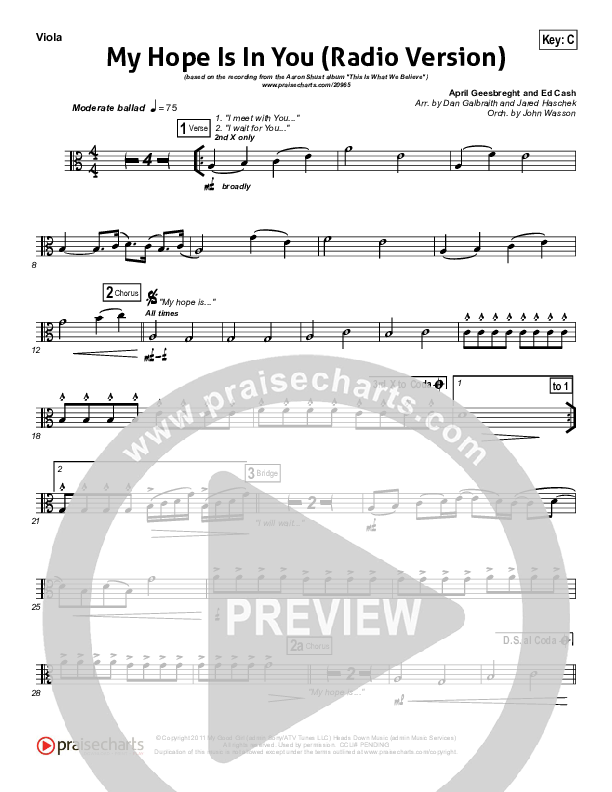 My Hope Is In You (Radio) Viola (Aaron Shust)