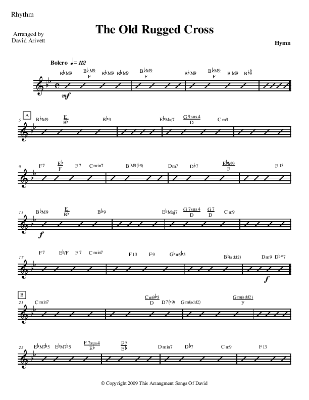 The Old Rugged Cross (Instrumental) Rhythm Chart (David Arivett)