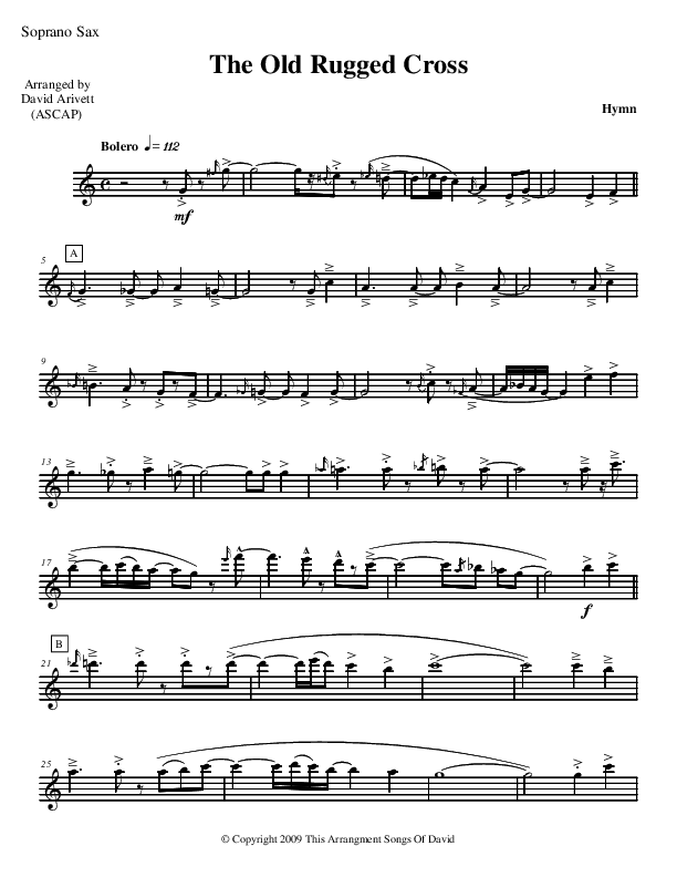 The Old Rugged Cross (Instrumental) Soprano Sax (David Arivett)
