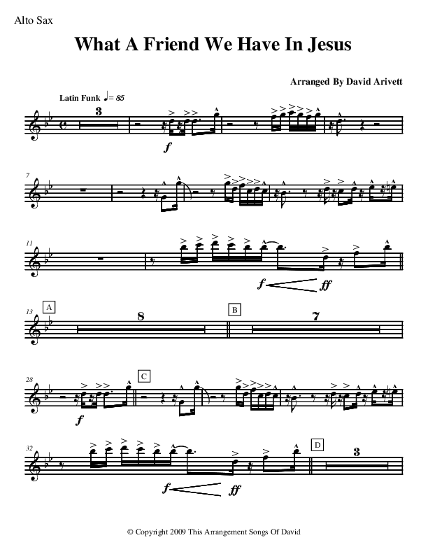 What A Friend We Have In Jesus (Instrumental) Alto Sax (David Arivett)