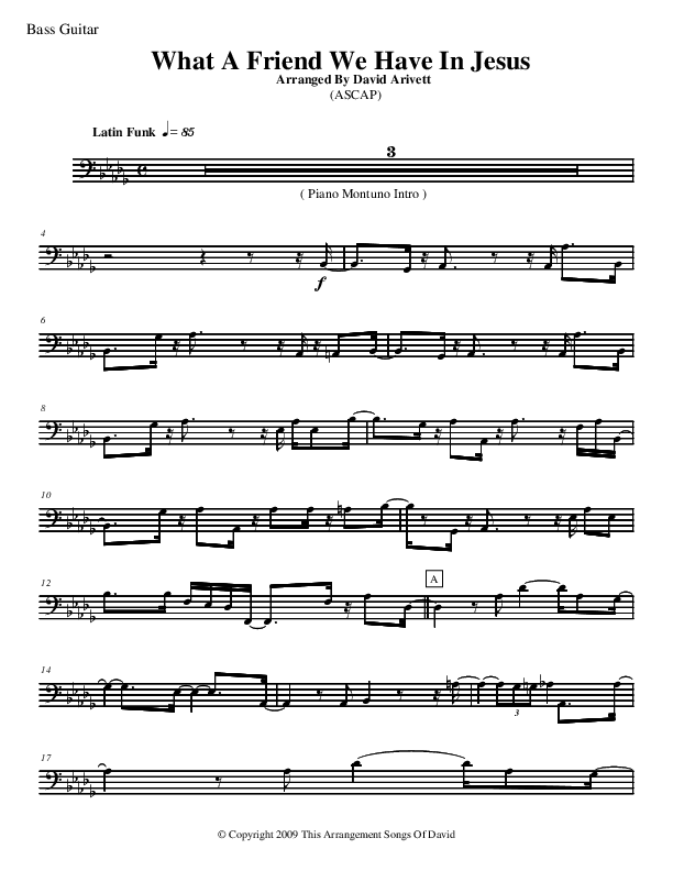 What A Friend We Have In Jesus (Instrumental) Bass Guitar (David Arivett)
