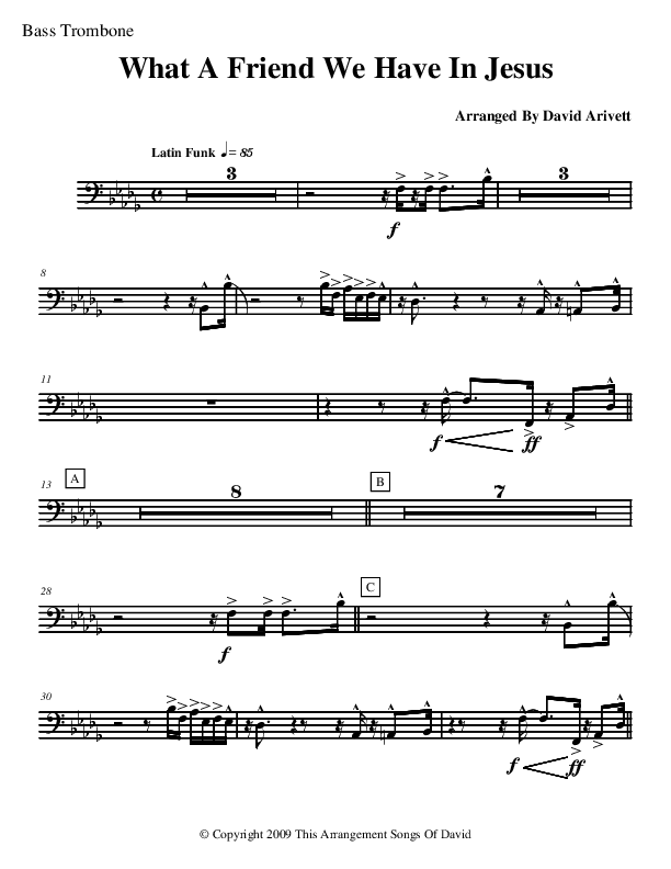 What A Friend We Have In Jesus (Instrumental) Bass Trombone (David Arivett)