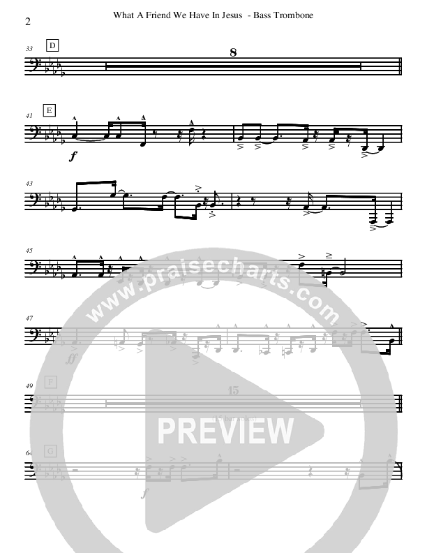 What A Friend We Have In Jesus (Instrumental) Bass Trombone (David Arivett)
