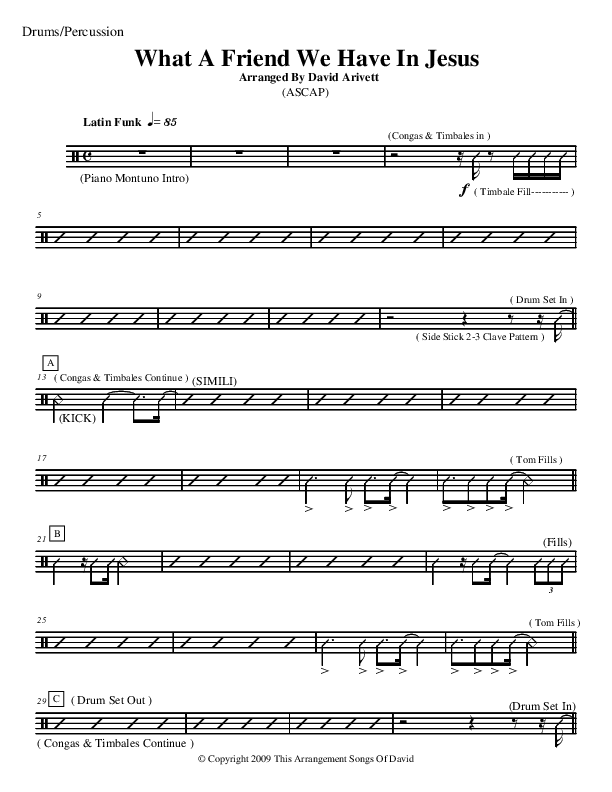 What A Friend We Have In Jesus (Instrumental) Drum Set (David Arivett)