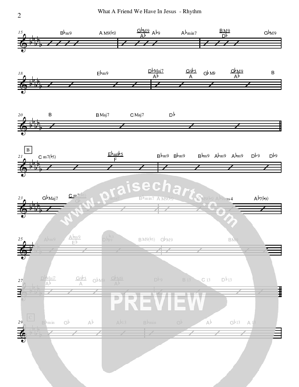 What A Friend We Have In Jesus (Instrumental) Rhythm Chart (David Arivett)
