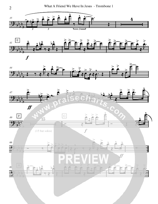 What A Friend We Have In Jesus (Instrumental) Trombone 1 (David Arivett)