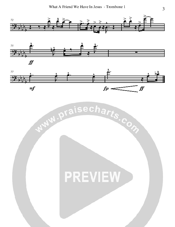What A Friend We Have In Jesus (Instrumental) Trombone 1 (David Arivett)