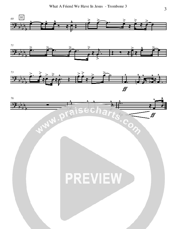 What A Friend We Have In Jesus (Instrumental) Trombone 3 (David Arivett)
