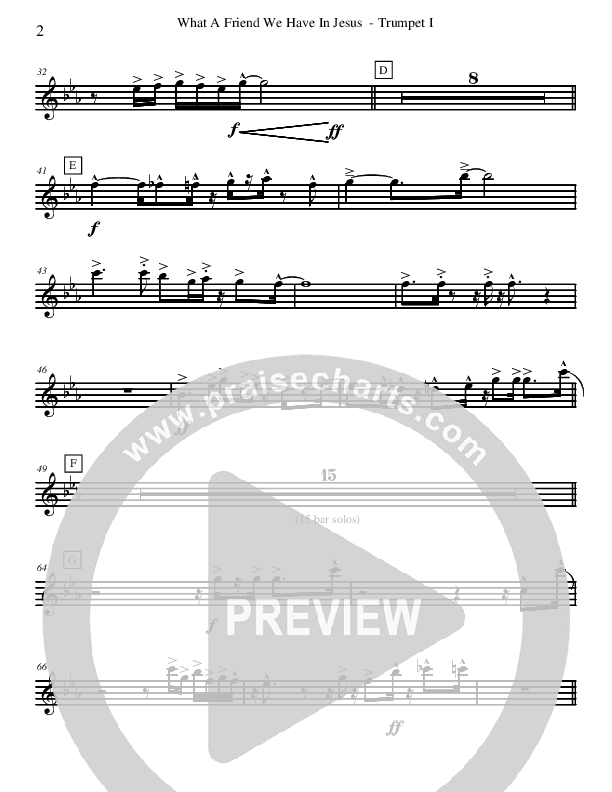 What A Friend We Have In Jesus (Instrumental) Trumpet 1 (David Arivett)