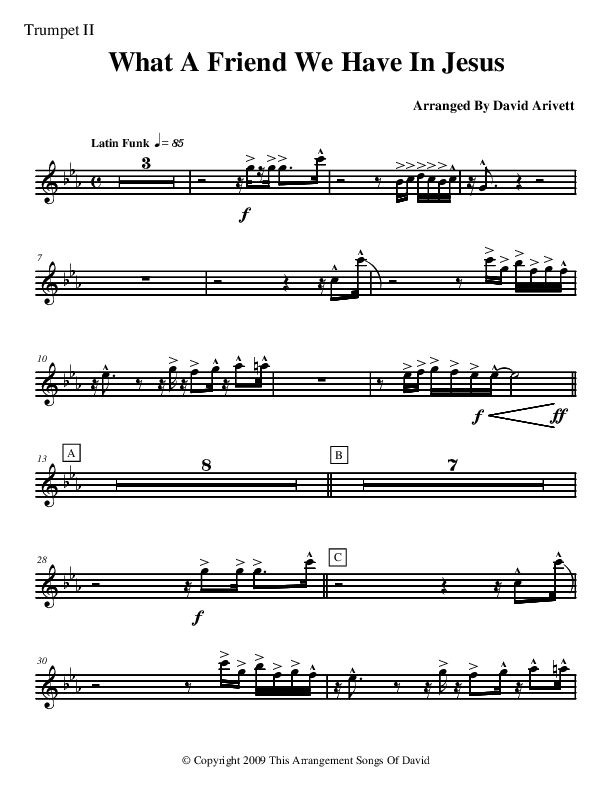 What A Friend We Have In Jesus (Instrumental) Trumpet 2 (David Arivett)