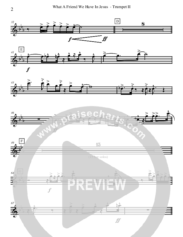 What A Friend We Have In Jesus (Instrumental) Trumpet 2 (David Arivett)