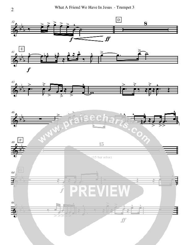 What A Friend We Have In Jesus (Instrumental) Trumpet 3 (David Arivett)