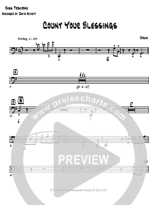 Count Your Blessings Bass Trombone (David Arivett)