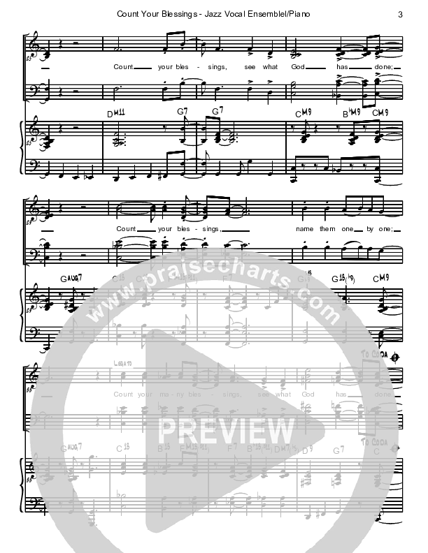 Count Your Blessings Piano/Vocal (SATB) (David Arivett)