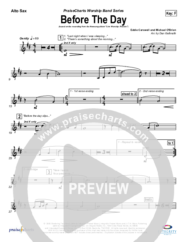 Before The Day Alto Sax (Newsong)