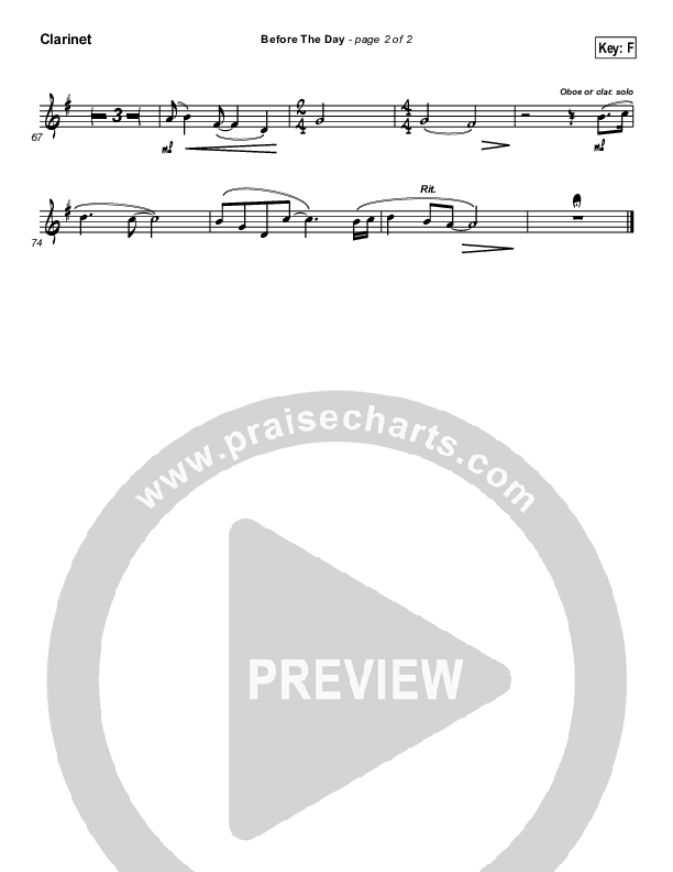 Before The Day Clarinet (Newsong)